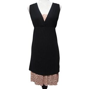 Vtg Sweet Pea by Stacy Frati Dress Size M Black Mesh Sheer Leopard Y2K Festival